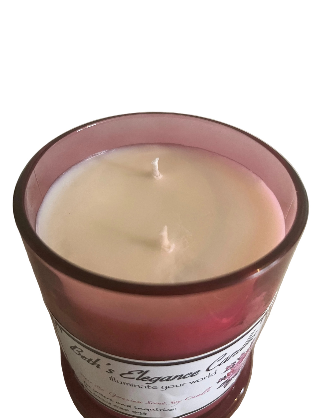 Rose & Geranium Scented Soy Candle. 