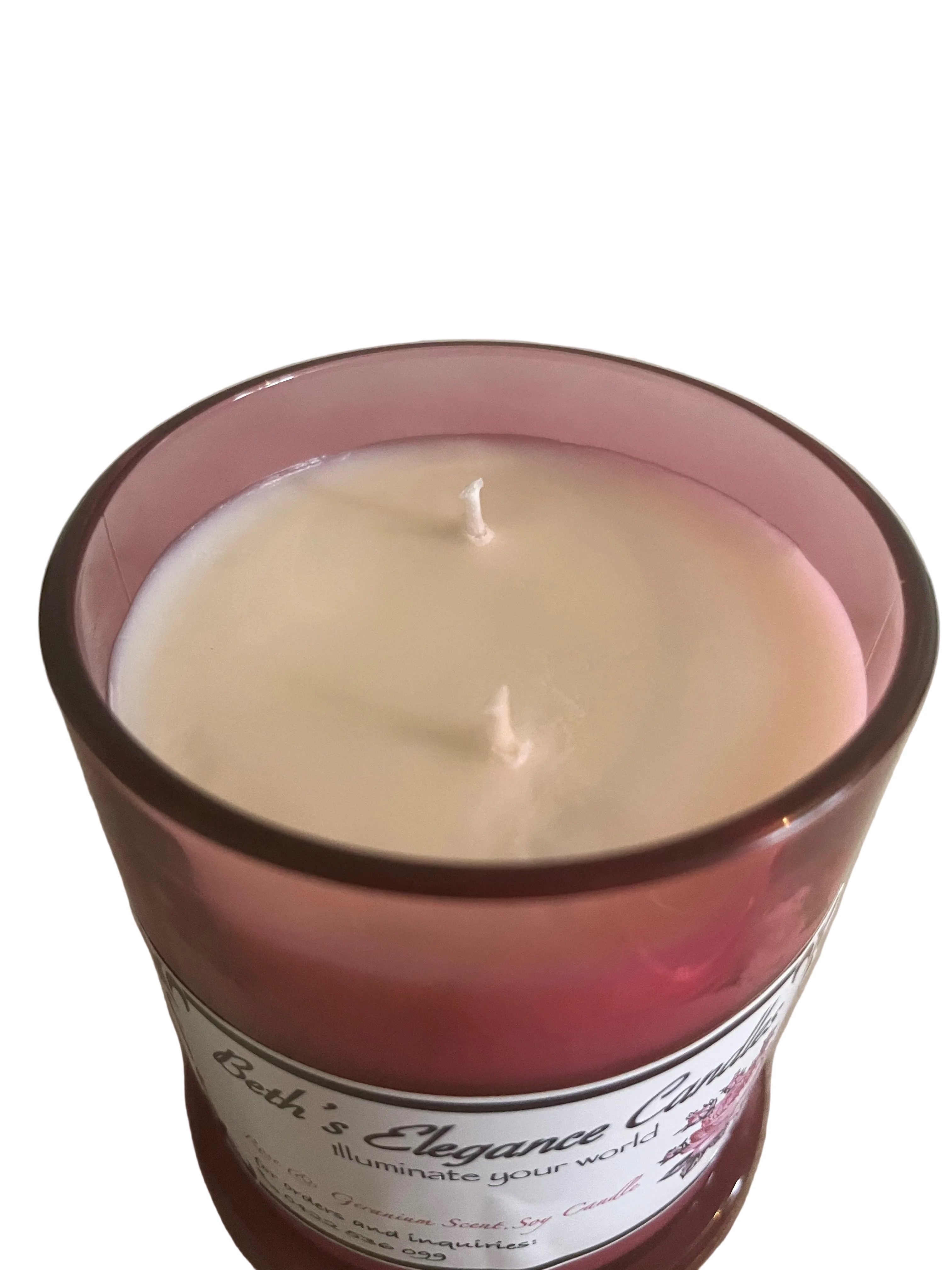 Rose & Geranium Scented Soy Candle. 